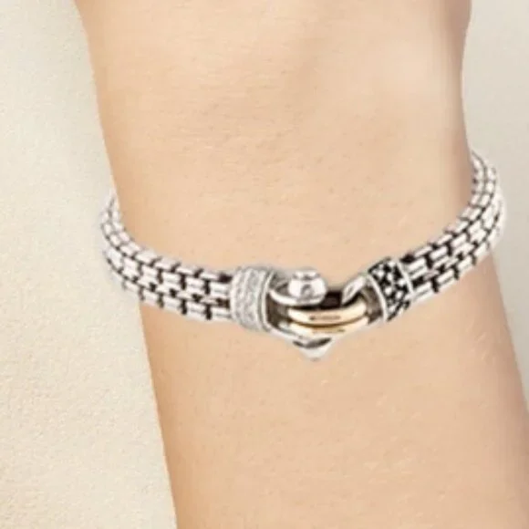 MICHAEL DAWKINS DIAMOND 14K YELLOW GOLD & STERLING SILVER LINK BRACELET